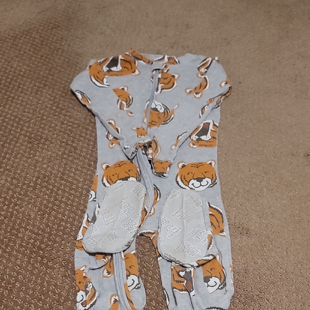Carter's Gray and Orange Tiger Print Footie